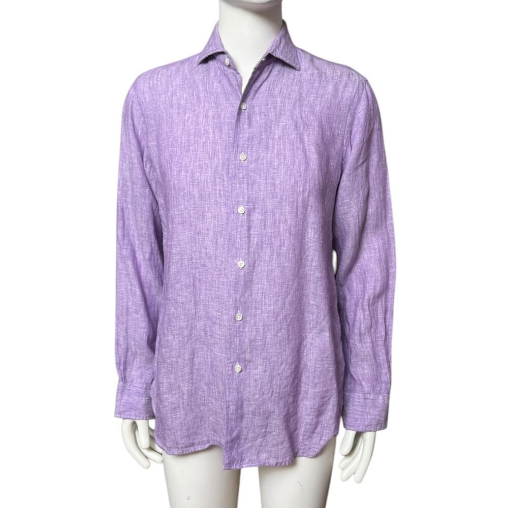 Linen Chambray Lavender Button-Down Shirt